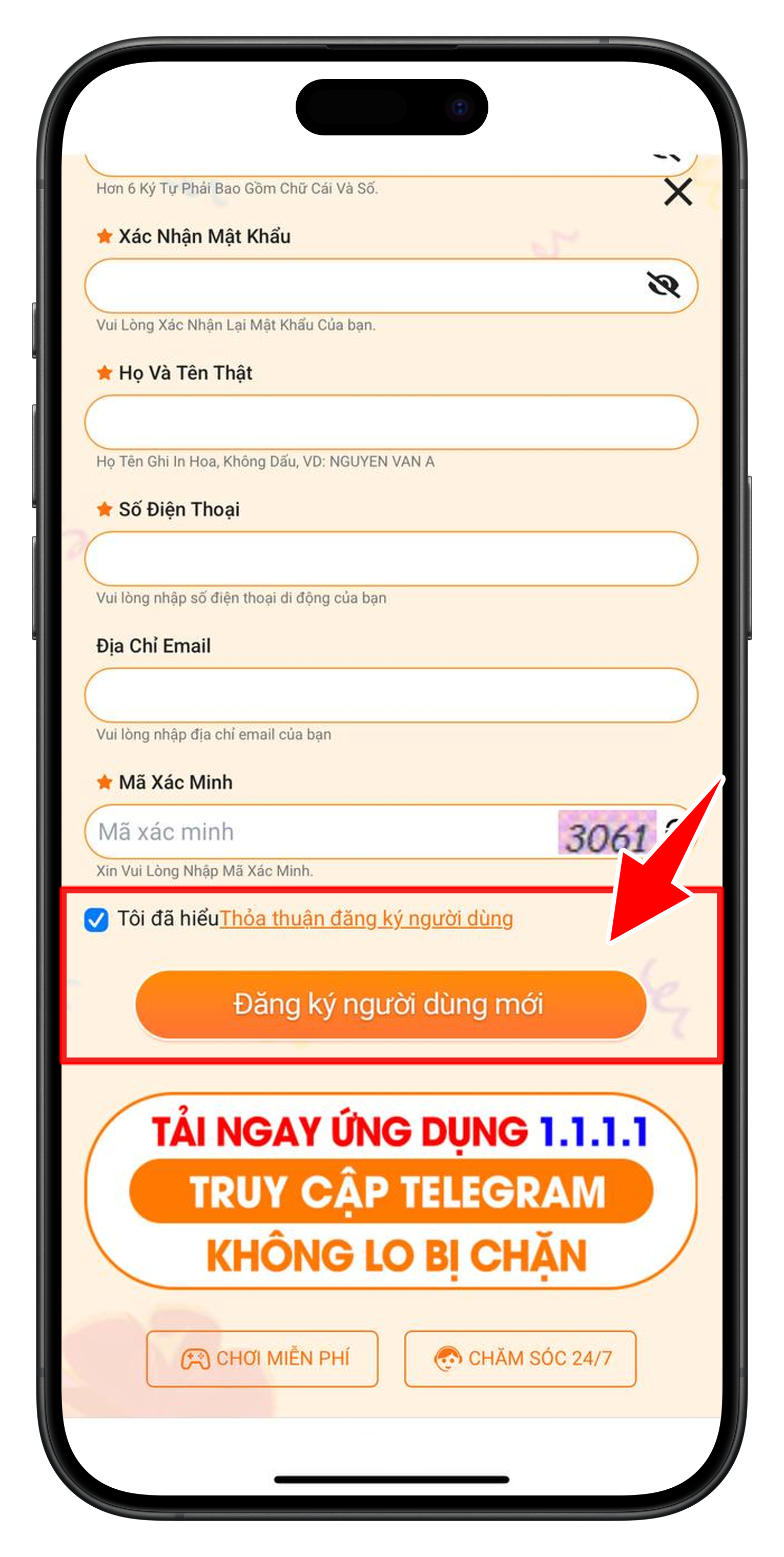 Bấm vào mục Tôi đã hiểu và bấm Đăng ký người dùng mới